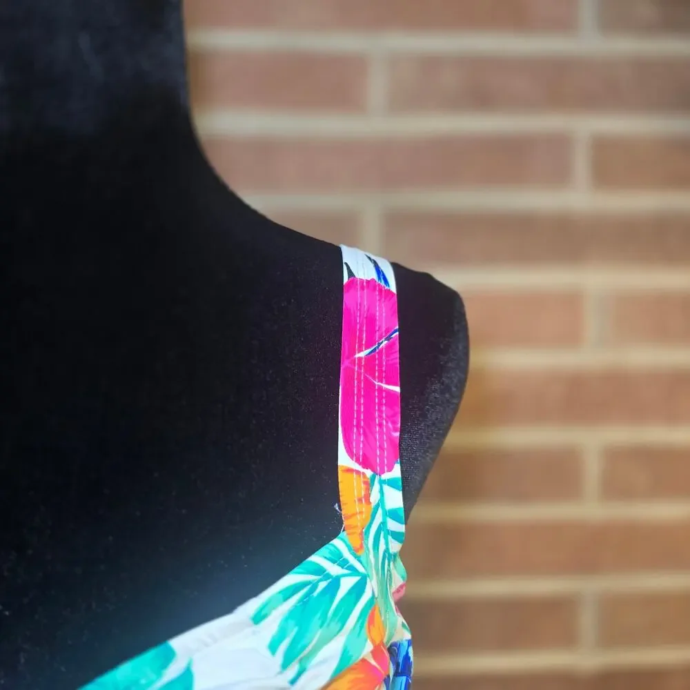 Real Bodies by Island Escape Floral Tankini Swim Top Size 12 D-Cup Ruched